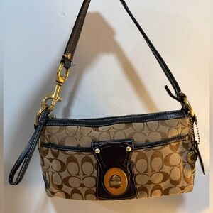 Coach Tan and Brown Clutch Wristlet